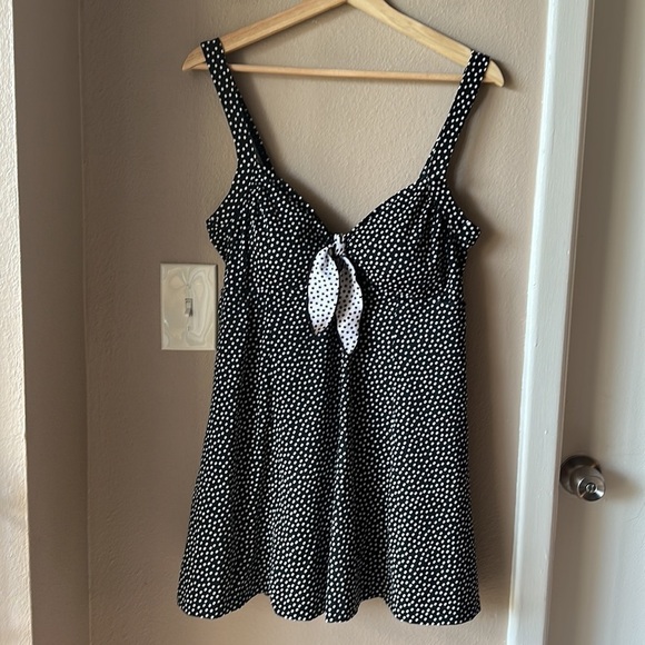 24TH & OCEAN Polka Dot Tie Front One Piece Swimsuit - Picture 2 of 7